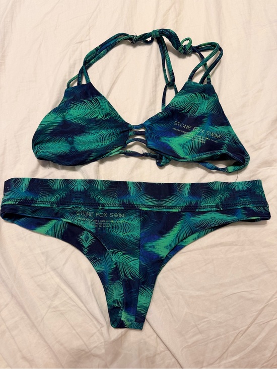 Stone Fox Swim Other - Stone Fox Swim Teal & Navy Palm-Print Bikini